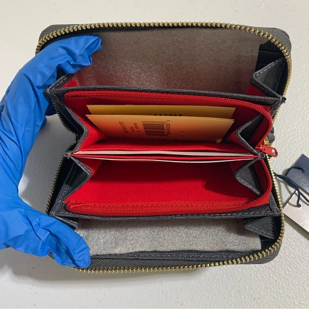 Dooney & Bourke Dark Gray Italian Saffiano Leather Medium Zip Around Wallet-NWT